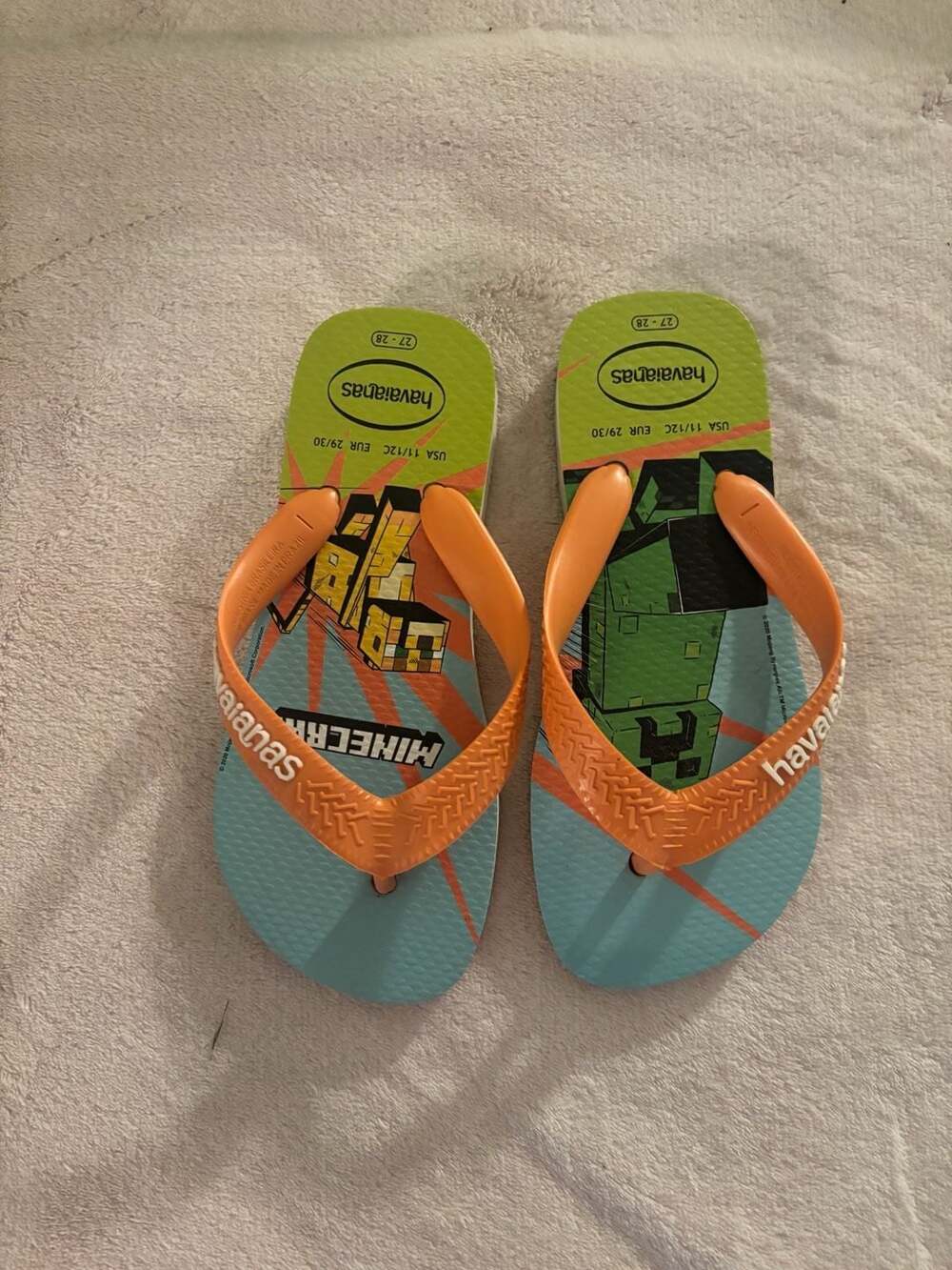Havaianas Minecraft Flip Flops USA 11/12C Kids Orange